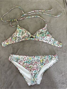 Adore Me Averie White Floral Bikini Set M Top L Bottom